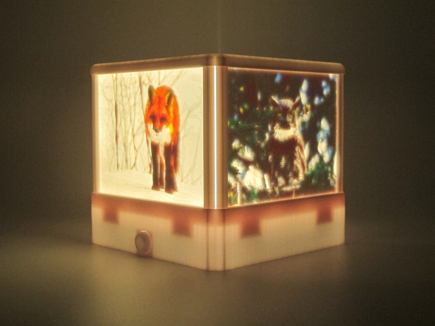 LED Lampe Eule, Fuchs, Wolf und Rehe