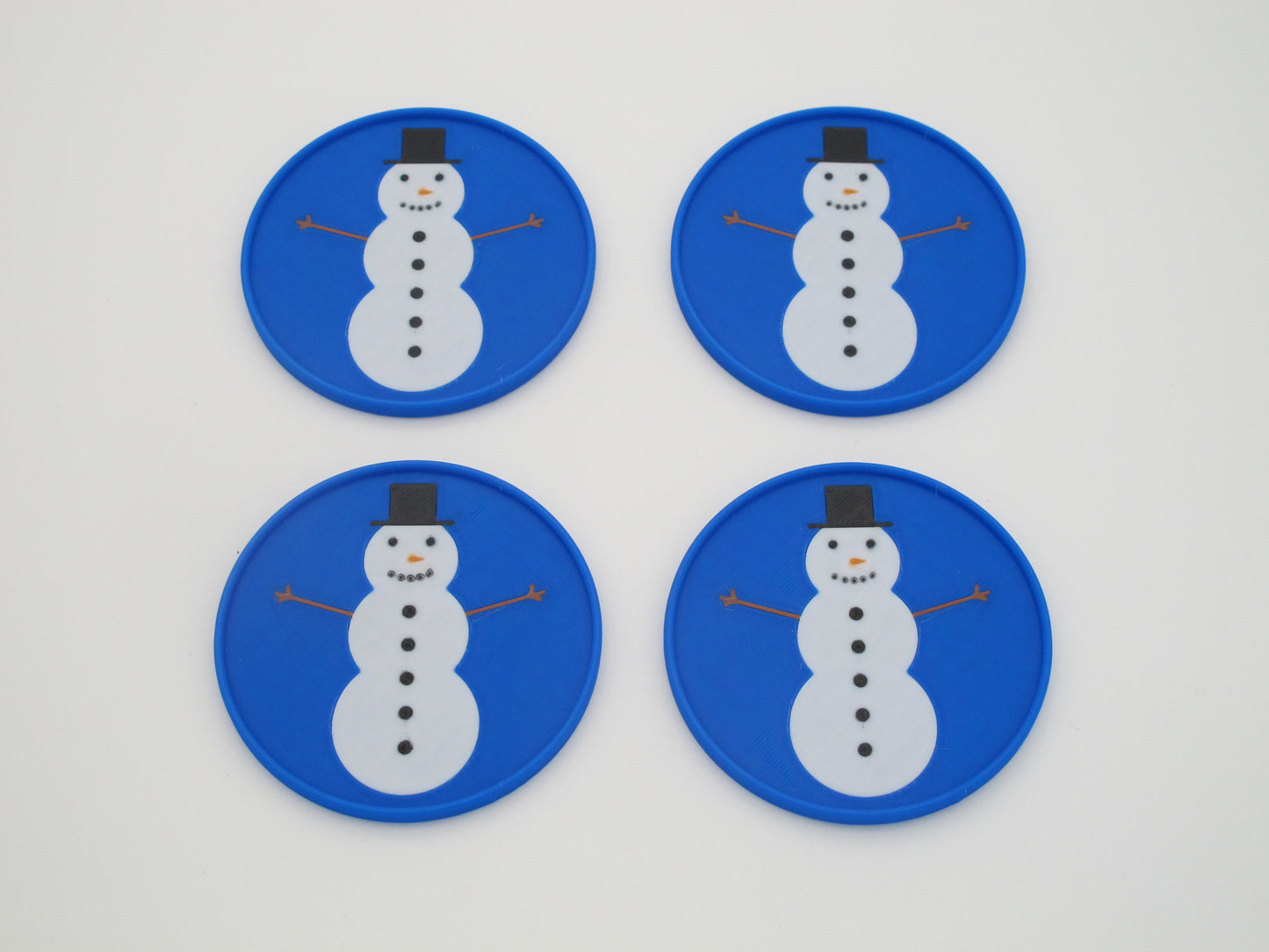 Schneemann Glasuntersetzer Set